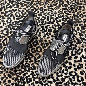 Steve Madden Black and Silver Women's Sneakers